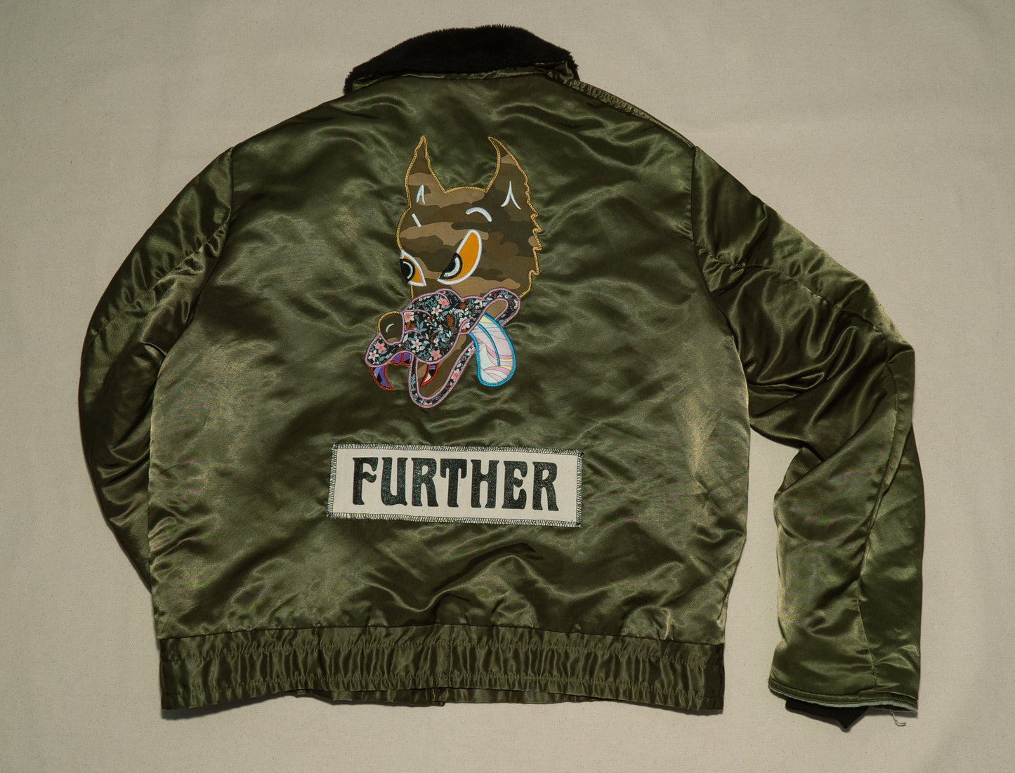 Green Further Bomber Jacket with patches